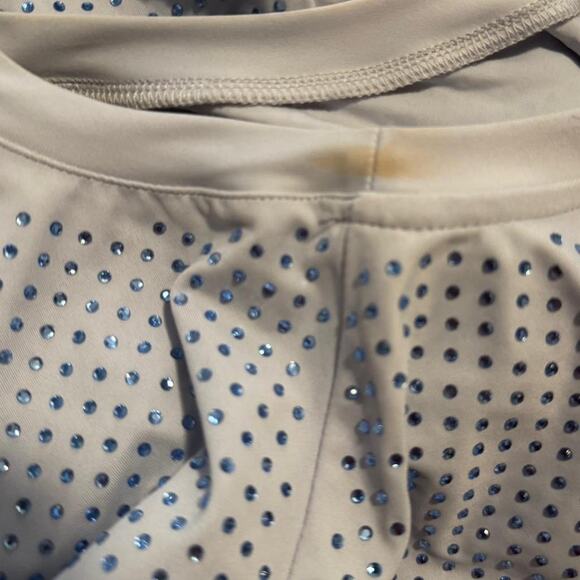 Good American sky blue crew-neck fitted stretchy rhinestone top size L - Picture 6 of 7